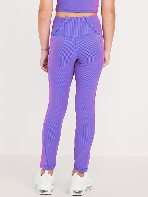 View large product image 2 of 6. High-Waisted PowerSoft Ribbed Performance 7/8 Leggings for Girls