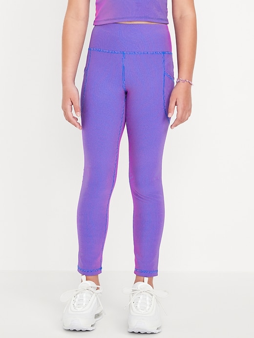 L'image numéro 3 présente Legging Performance PowerSoft côtelé longueur 7/8 à taille haute pour fille