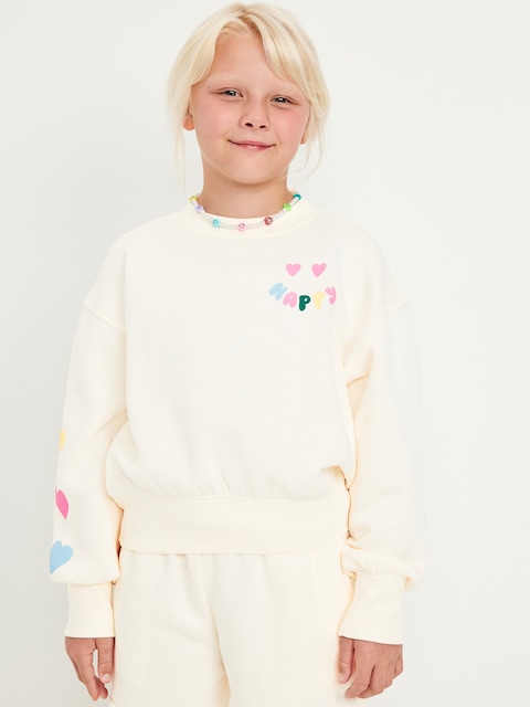 Favorite Fleece Oversized Graphic Sweatshirt for Girls - Creme De La Creme