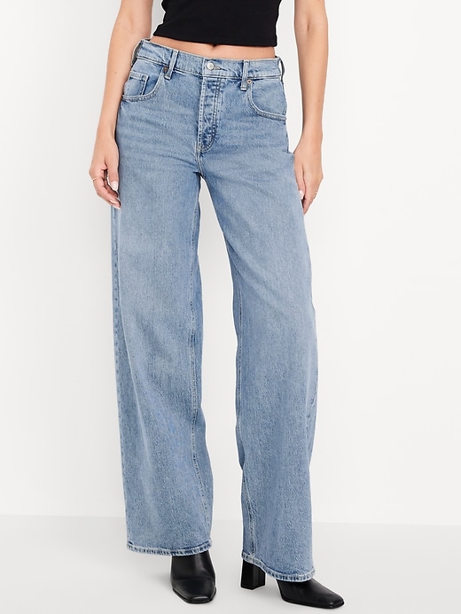 Image number 2 showing, Mid-Rise Slouchy Wide-Leg Jeans