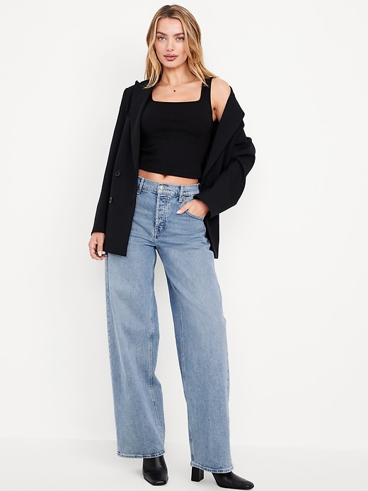 Image number 1 showing, Mid-Rise Slouchy Wide-Leg Jeans