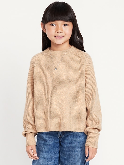 Image number 1 showing, SoSoft Long-Sleeve Ribbed Sweater for Girls