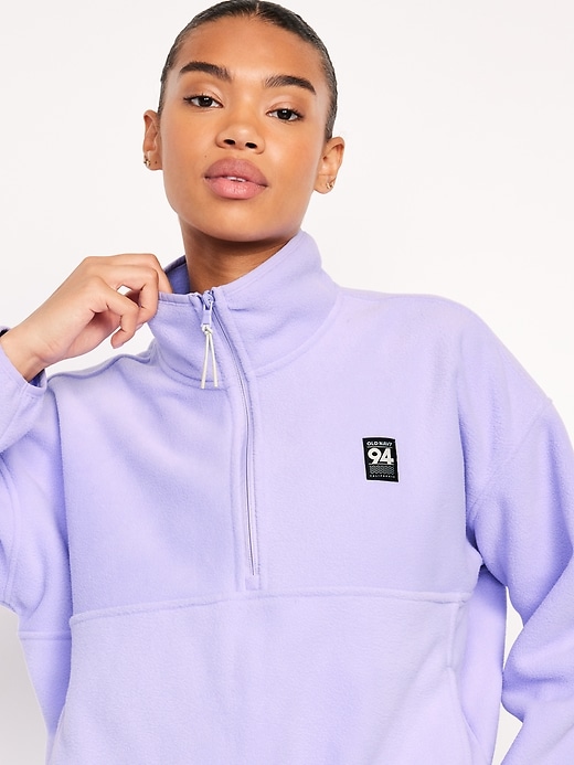 Image number 4 showing, Oversized Performance Microfleece Cropped Half Zip