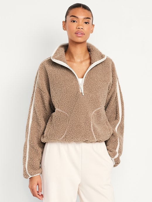 Image number 1 showing, Loose Sherpa Quarter-Zip Pullover