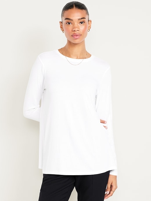 Image number 1 showing, Luxe Long-Sleeve Crew-Neck Tunic
