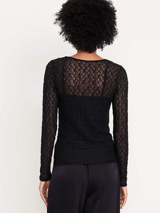 Image number 2 showing, Long-Sleeve Lace Crew-Neck Top