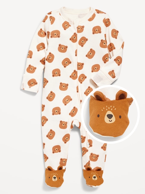Snug-Fit 2-Way-Zip Footed One-Piece for Baby - Orange