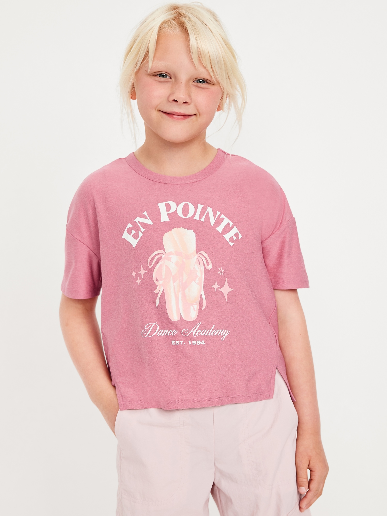 CloudMotion Cropped Graphic Performance T-Shirt for Girls