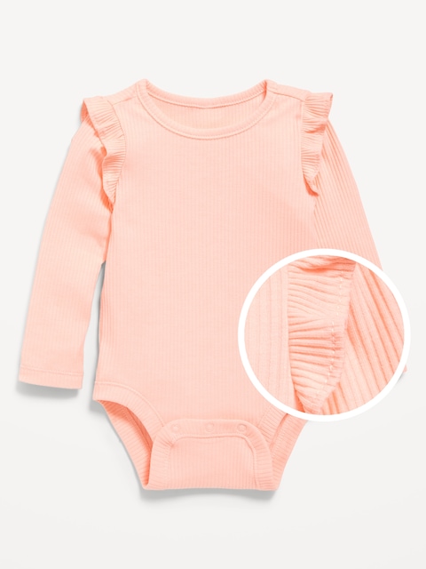 Cache-couche à volants à manches longues en tricot côtelé pour bébé