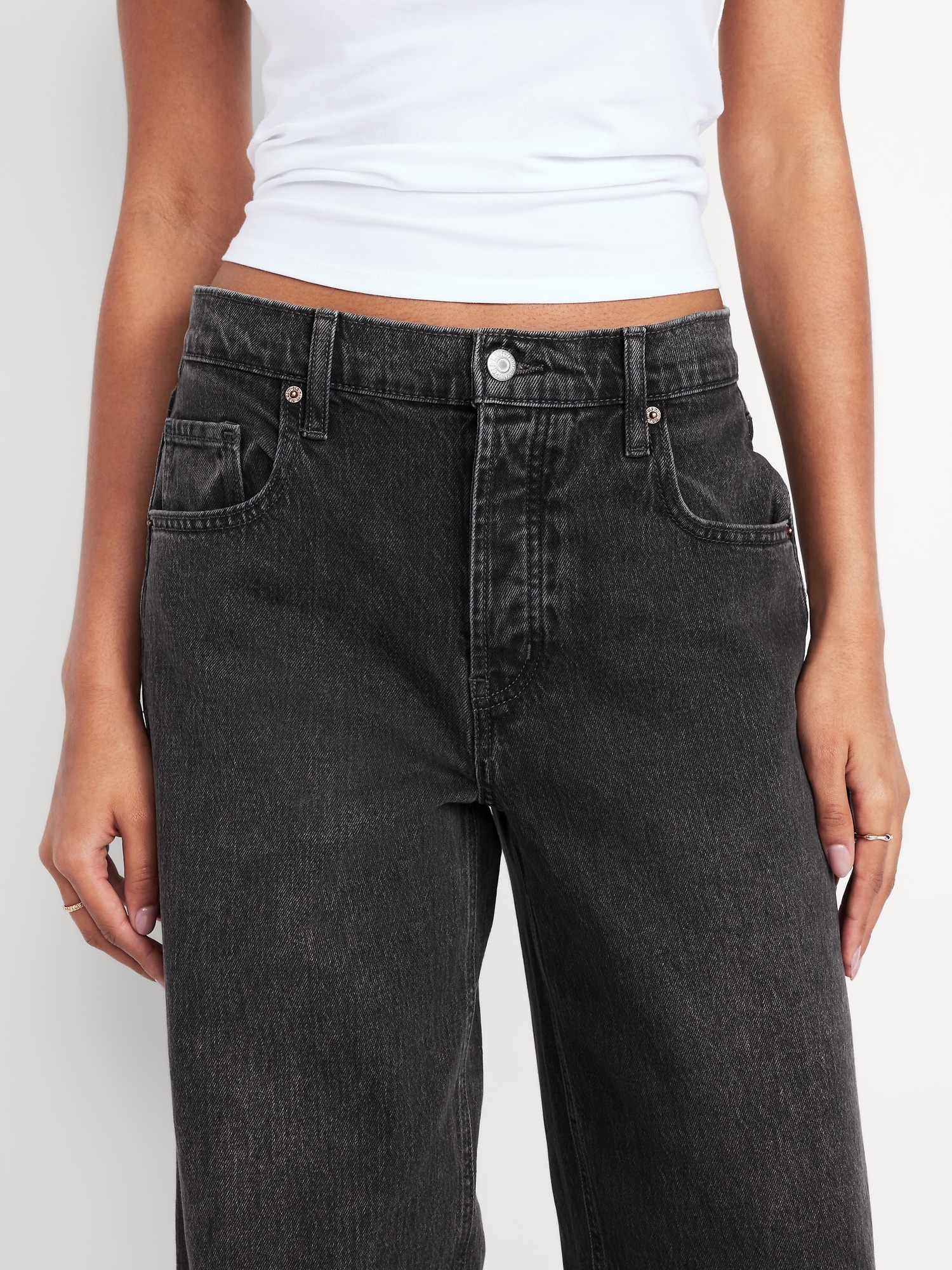 Mid-Rise Slouchy Wide-Leg Jeans