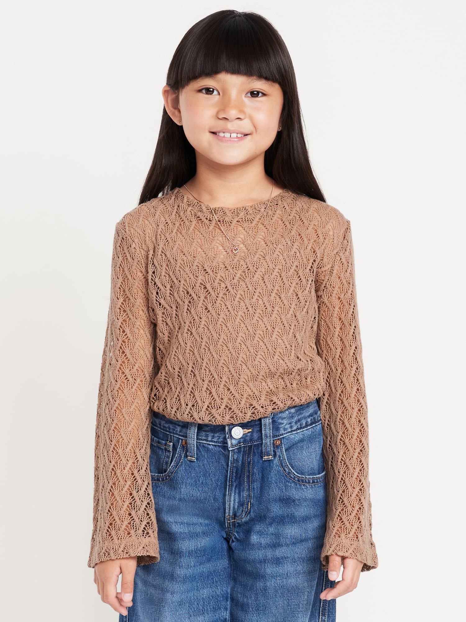 2-In-1 Textured Knit Top for Girls