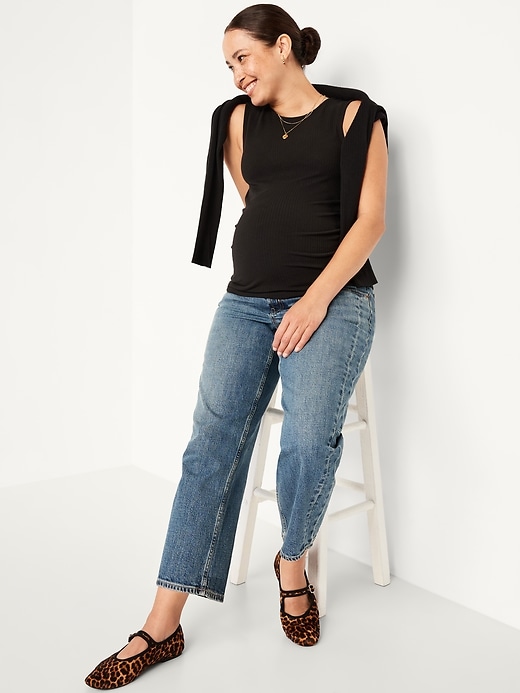 Image number 4 showing, Maternity Sleeveless High-Neck Rib Top