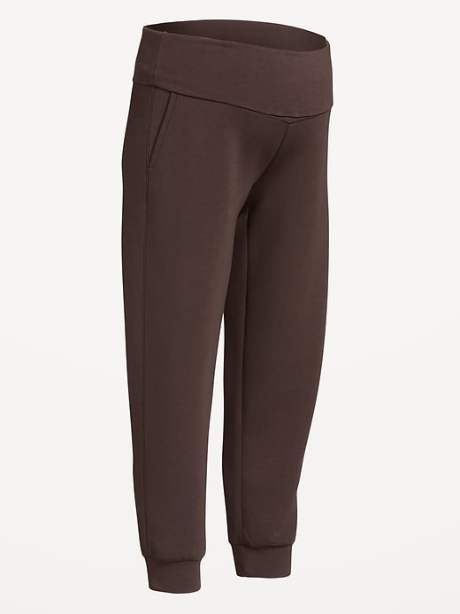 Image number 4 showing, Maternity Bounce Fleece Rollover-Waist Jogger Sweatpants