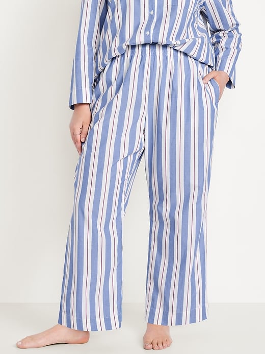 Image number 7 showing, High-Waisted Poplin Pajama Pant