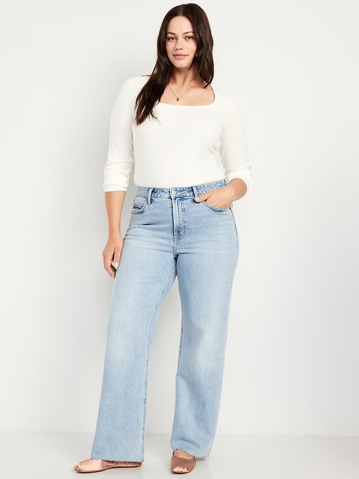 Image number 4 showing, Curvy Extra High-Waisted Wide-Leg Jeans