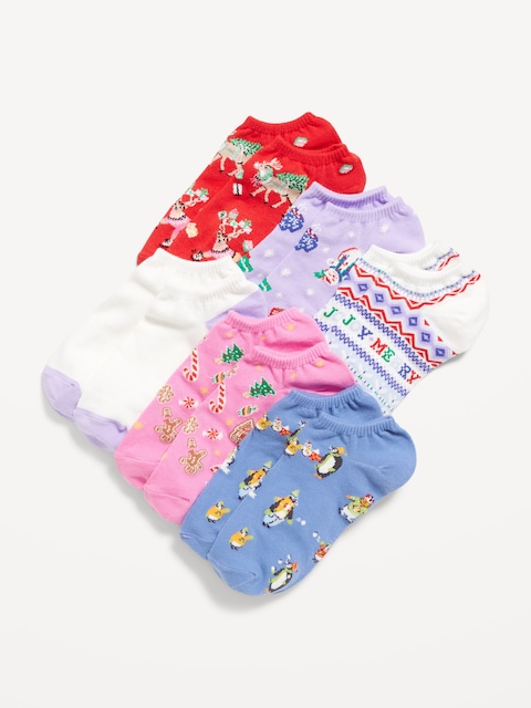 Socquettes pour femme (paquet de 6 paires) - Motif Du Temps Des Fêtes (Rouge)