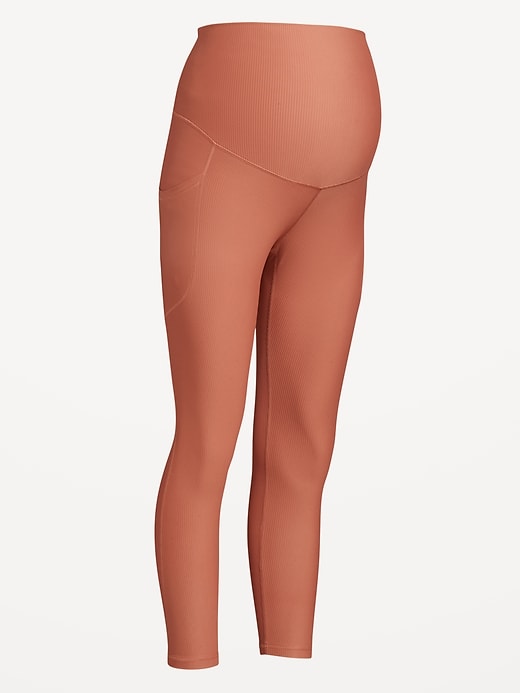 Image number 4 showing, Maternity Full Panel PowerSoft 7/8 Rib Leggings