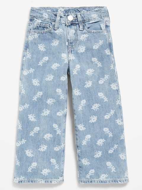 Jean coupe généreuse jambe large en denim à motif pour toute-petite fille