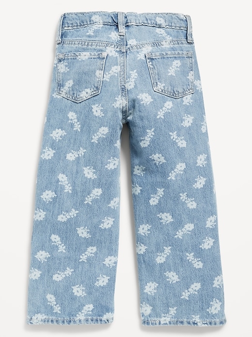 Voir une image plus grande du produit 2 de 2. Jean coupe généreuse jambe large en denim à motif pour toute-petite fille