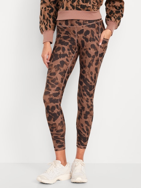 High-Waisted PowerSoft 7/8 Pocket Leggings - Brown Animal