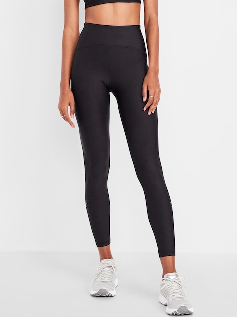 High-Waisted PowerSoft Train 7/8 Run Leggings - Black Jack