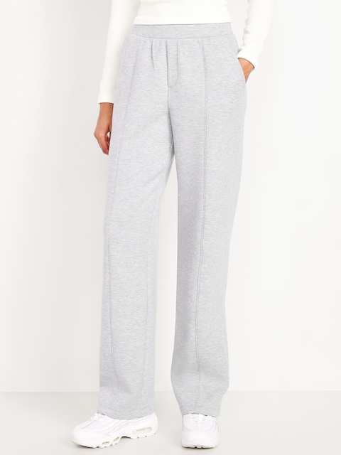 Pantalon en molleton raffiné à taille haute - Gris