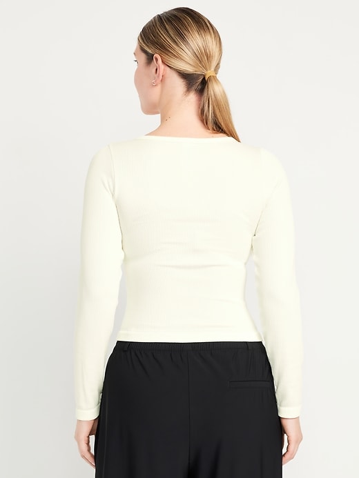 Image number 6 showing, Exhale Seamless Cropped Henley Top