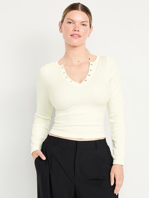 Image number 5 showing, Exhale Seamless Cropped Henley Top
