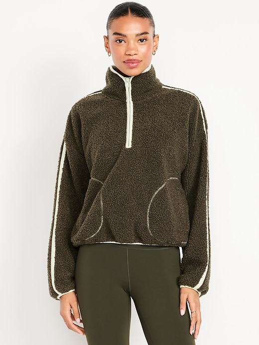 Image number 1 showing, Loose Sherpa Quarter-Zip Pullover