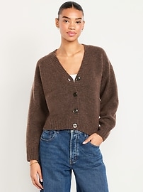 Image number 1 showing, Wool-Blend Slouchy Cardigan Sweater