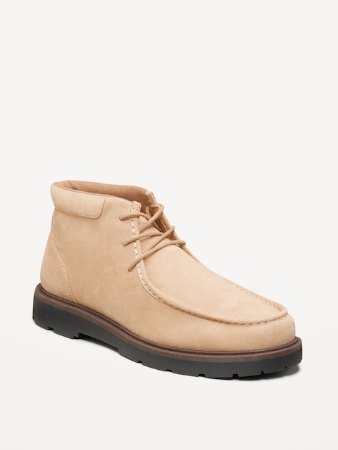 Faux-Suede Derby Boots for Men - Wheat