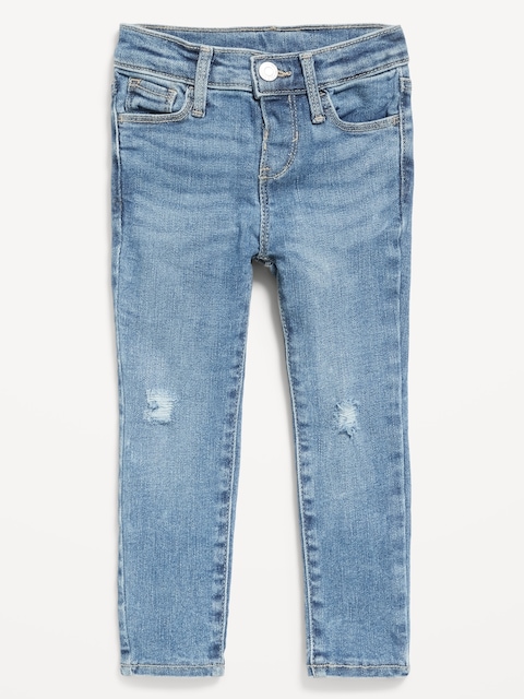 High-Waisted Rockstar 360° Stretch Jeggings for Toddler Girls - Medium Destruct