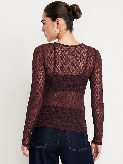 Image number 2 showing, Long-Sleeve Lace Crew-Neck Top