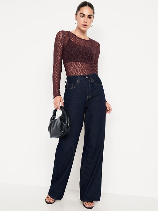 Image number 3 showing, Long-Sleeve Lace Crew-Neck Top