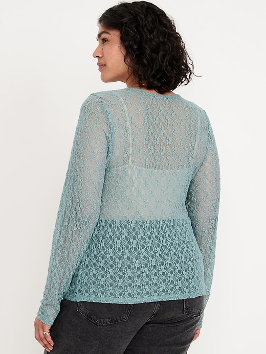 Image number 8 showing, Long-Sleeve Lace Crew-Neck Top