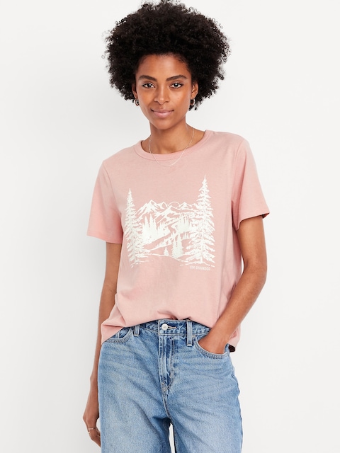 T-shirt passe-partout ras du cou à imprimé - Chute De Pétale