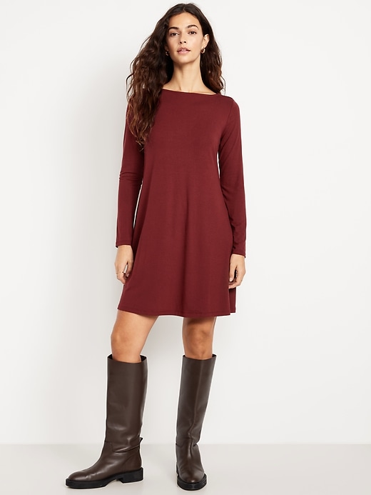 Image number 1 showing, Long-Sleeve Mini Swing Dress