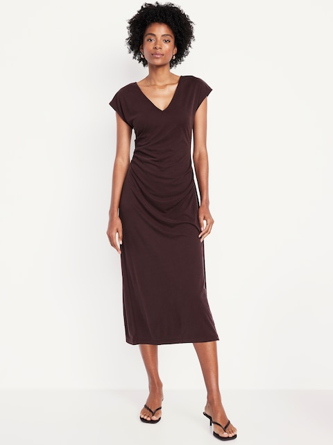 Fit & Flare Ruched Midi Dress