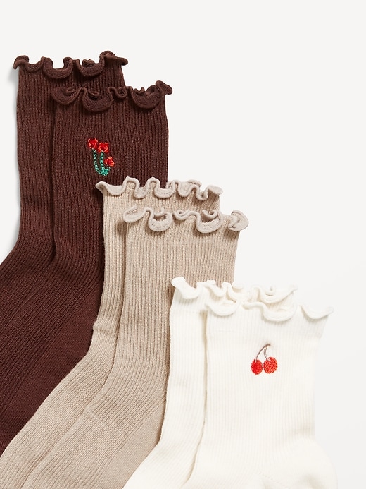 Image number 2 showing, Ruffled Crew Sock 3-Pack for Women