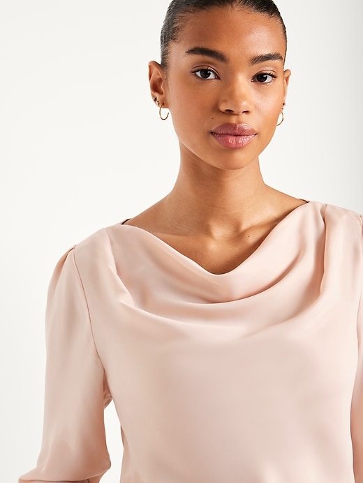 Image number 4 showing, Cowl-Neck Satin Top