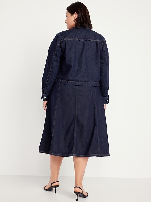 Image number 7 showing, High-Waisted Jean Midi Skirt