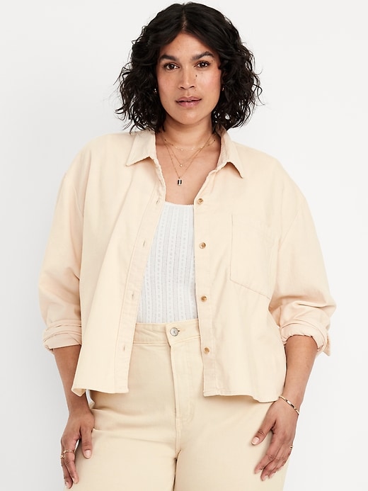Image number 7 showing, Cropped Button-Down Corduroy Shirt
