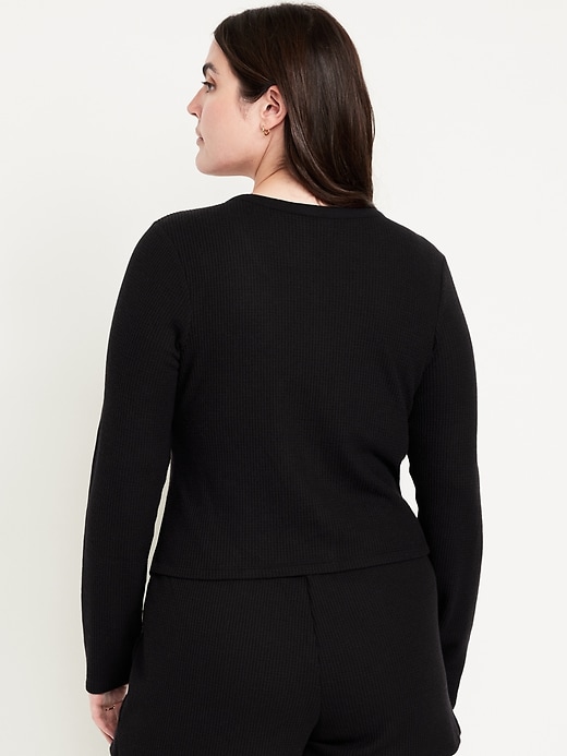 Image number 5 showing, Button-Down Waffle-Knit Sleep Top