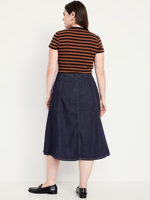 Image number 5 showing, High-Waisted Jean Midi Skirt
