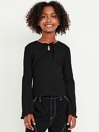 Image number 1 showing, Long-Sleeve Tie-Bow Front Top for Girls