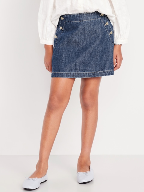 Jean Sailor Skort for Girls - Dark Wash