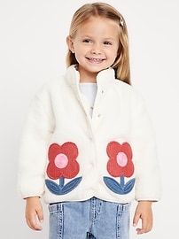Image number 1 showing, Sherpa Applique Pocket Jacket for Toddler Girls