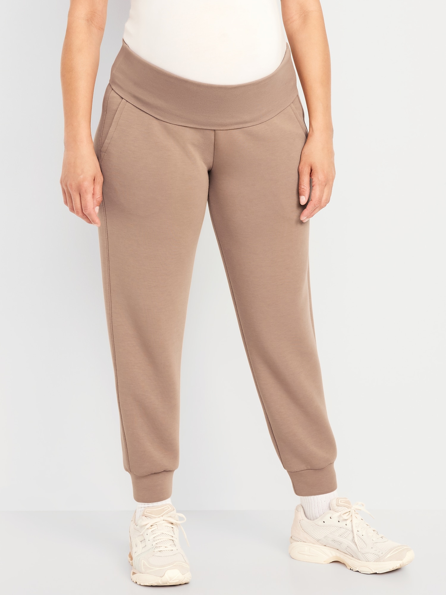 Pantalon de jogging en molleton raffiné à taille rabattable maternité
