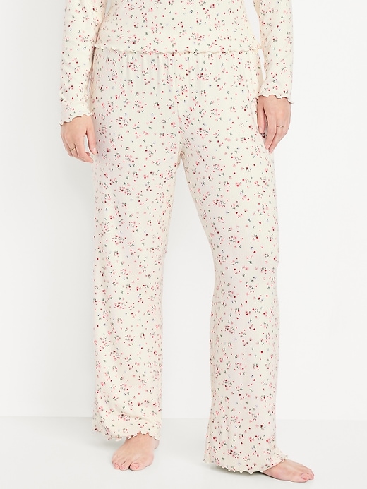 Image number 5 showing, High-Waisted Cozy Rib Pajama Pants