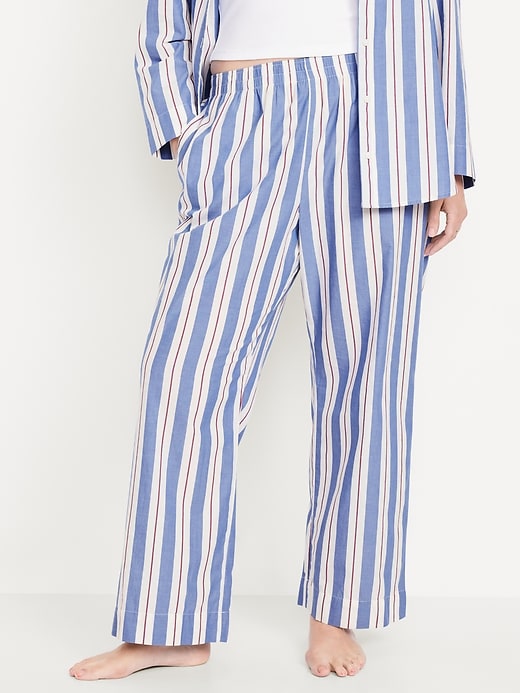 Image number 5 showing, High-Waisted Poplin Pajama Pant